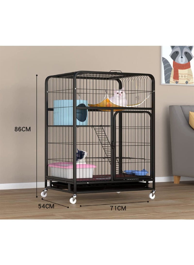 ليموس قفص لعب للحيوانات الأليفة للكلاب والقطط قفص داخلي كبير مع عجلات أرجوحة وصينية قابلة للإزالة - Image 2