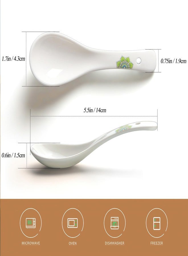 AYFDISHS 5.5" Asian Soup Spoons Set of 6, Ceramic Chinese Soup Spoons White Ceramic Dessert Spoons Rice Spoon for Ramen Pho Wonton Dumpling Miso,Dishwasher & Oven Safe - Image 2
