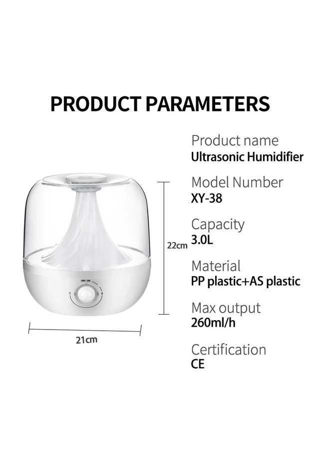 Humidifier, 3L, Ultrasonic Cool Mist, UV Light Bacteria Air Purifier, Top Filled, Suitable for Kids, Adults, Yoga, Sleep, Office, Home  - Image 5