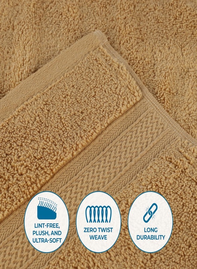 Superior Cotton Chevron 8 Piece Assorted Towel Set, Zero Twist, Quick Dry, Home Essentials, Shower, Spa, Luxury Plush Soft Absorbent Towels, Includes 2 Bath, 2 Hand, 4 Washcloth/Face Towels, Gold - Image 4