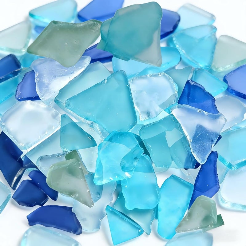 Dmnnlp 400g Sea Glass, 14.2 OZ Ocean Series Frosted Sea Glass Pieces, Vase Fillers, Seaglass for DIY Art Craft Beach Wedding Party Home Aquarium Decor - Image 1
