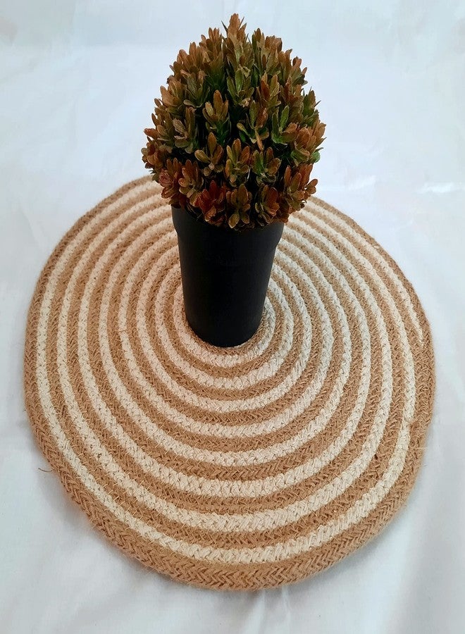 PartyStuff Jute Cotton Hand Braided Rustic Vintage Placemat for Dining Table, Bedside Table, Tea Coaster, Plate mat, Decoration mat (Round, Pack of 4) - Image 1