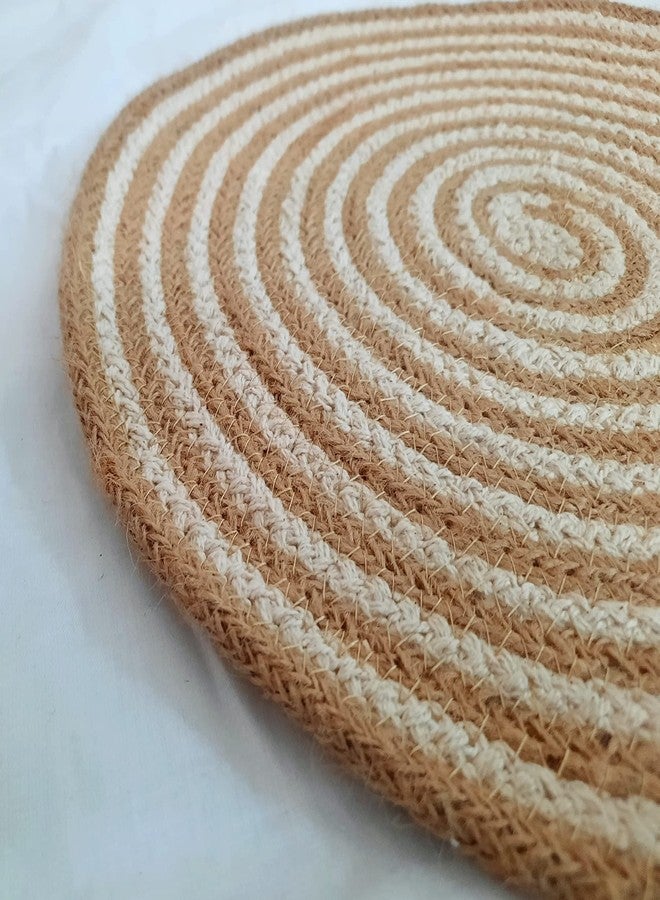 PartyStuff Jute Cotton Hand Braided Rustic Vintage Placemat for Dining Table, Bedside Table, Tea Coaster, Plate mat, Decoration mat (Round, Pack of 4) - Image 2