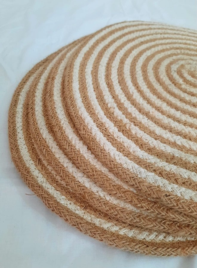 PartyStuff Jute Cotton Hand Braided Rustic Vintage Placemat for Dining Table, Bedside Table, Tea Coaster, Plate mat, Decoration mat (Round, Pack of 4) - Image 3