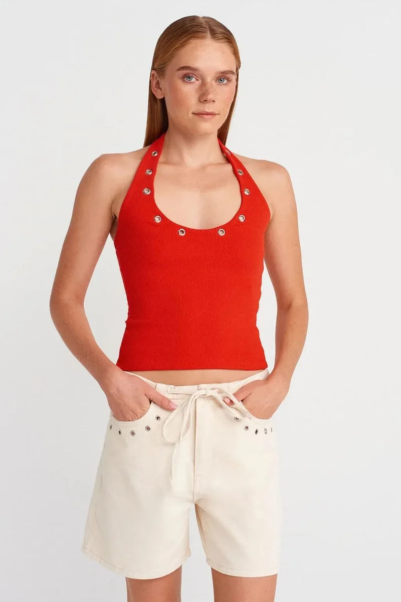 Dilvin Cream Natural DILVIN Women’s Cotton Denim Shorts With Drawstring Waist for Women | Best Price UAE