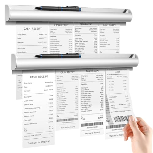 OFIFO® 2 Pack Ticket Holders Receipt Holder for Restaurant, No Drill Restaurant Order Ticket Holders for Kitchen Office Walls Refrigerator Home Pubs Bars Cafes(12 Inch)-Sliiver - Image 1