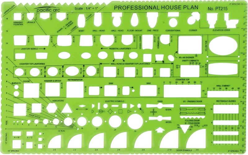 Pacific Arc Professional House Plan Template Guide, with Doors, Appliances, Plumbing Fixtures - Image 1