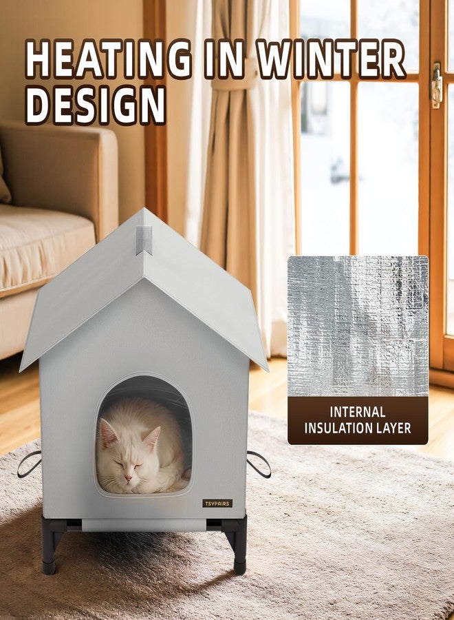TSYPAIRS Cat House - Outdoor Cat House for Indoor and Outdoor Use - Insulated and Weatherproof，Waterproof Shelter for Small/Medium Cats （L） - Image 2