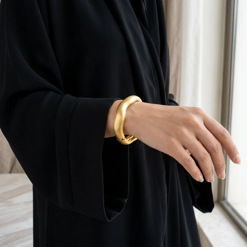 Rovaux  Wavy Chunky Cuff Bangle for Women | Best Price UAE