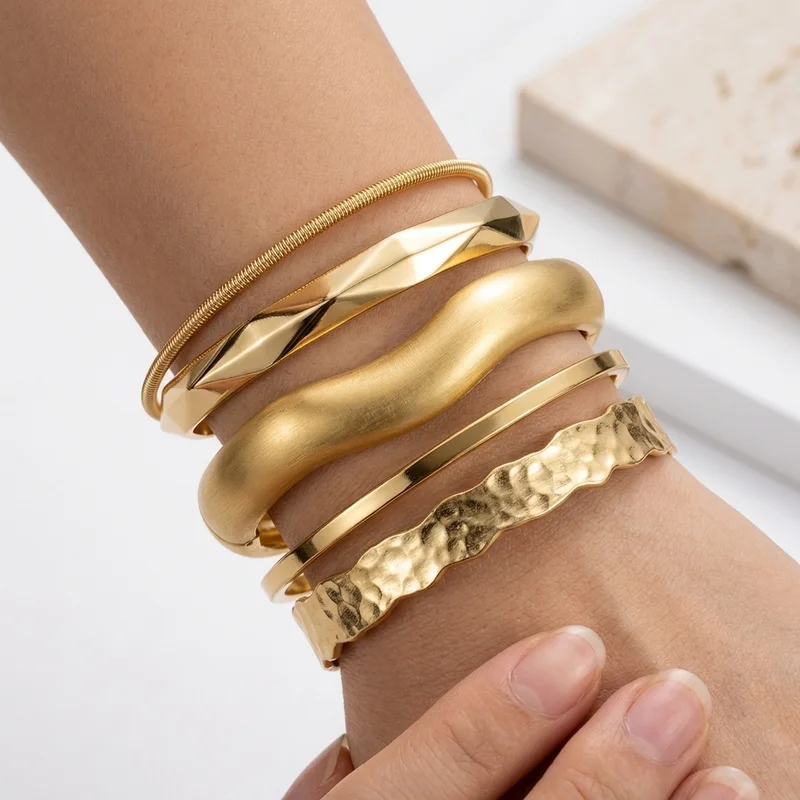 Rovaux  Wavy Chunky Cuff Bangle for Women | Best Price UAE