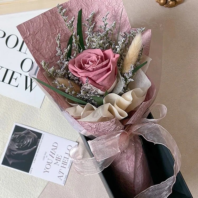 Bluejw Best-Selling Square Preserved Eternal Rose Bouquet in Gift Box – High-End Dried Plants Valentine's Day Gift for Her, Long-Lasting Romantic Decor - Image 4
