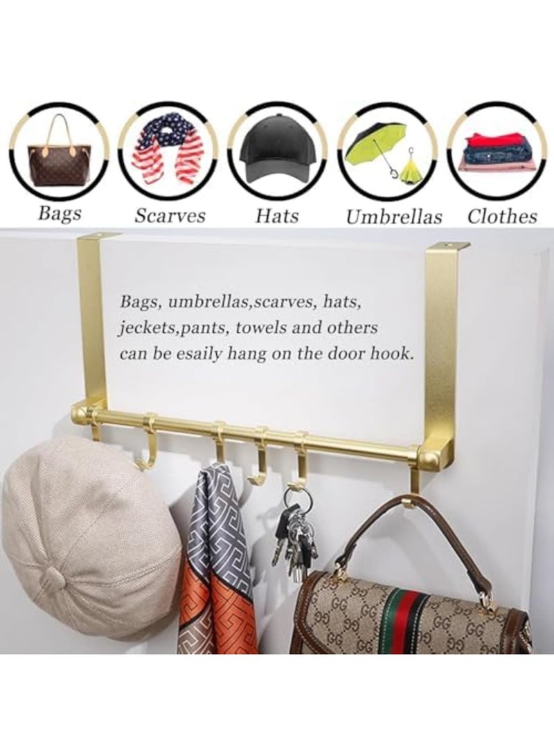 SYOSI Over Door Hook-6 Adjustable Over the Door Hooks for Hanging,Gold Towel Hook-Heavy Duty,Back of Door Hooks,Long Arm Anodized Finish for Bathroom, Living Room and More - Image 3