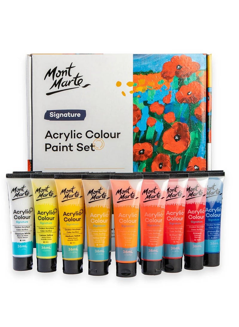 Mont Marte 18-Piece Signature Acrylic Colour Paint Set 36ml Content  - Image 1