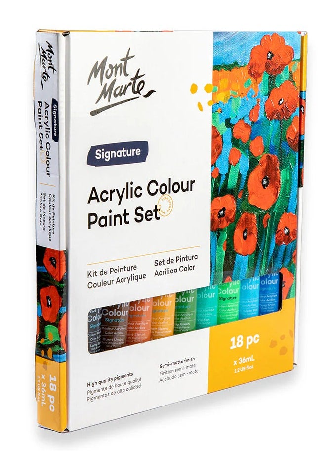 Mont Marte 18-Piece Signature Acrylic Colour Paint Set 36ml Content  - Image 2