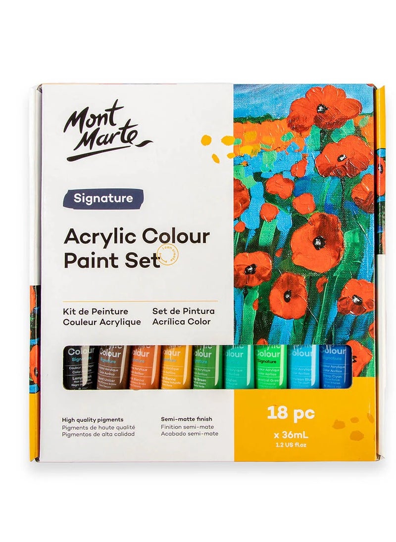 Mont Marte 18-Piece Signature Acrylic Colour Paint Set 36ml Content  - Image 5