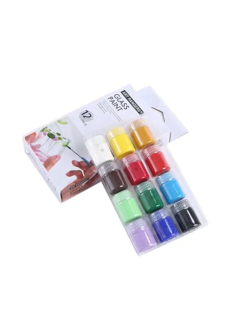 Art Rangers 12-Piece Acrylic Glass Deco Paint Set With 2 Brushes Multicolor 15ml - Image 4
