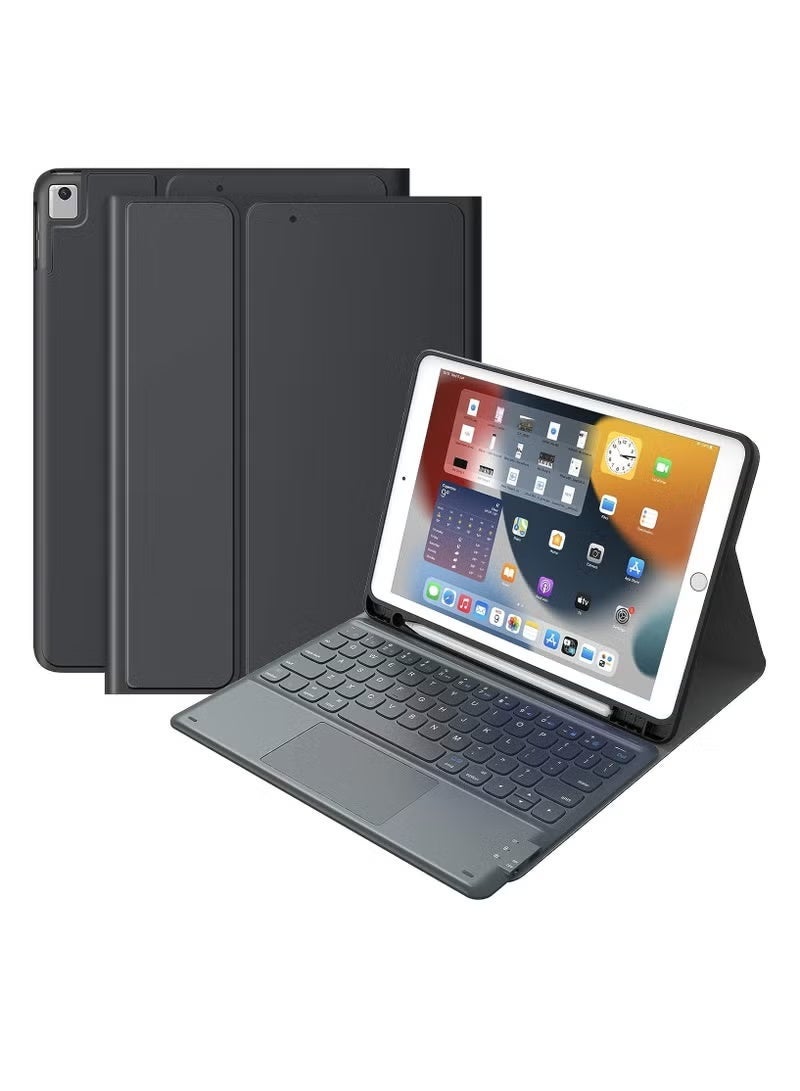 Smart Trackpad Keyboard Case for iPad 9th/8th/7th Generation (10.2 Inch) – Detachable Wireless Keyboard with Pencil Holder and Flip Stand – Black - Image 3