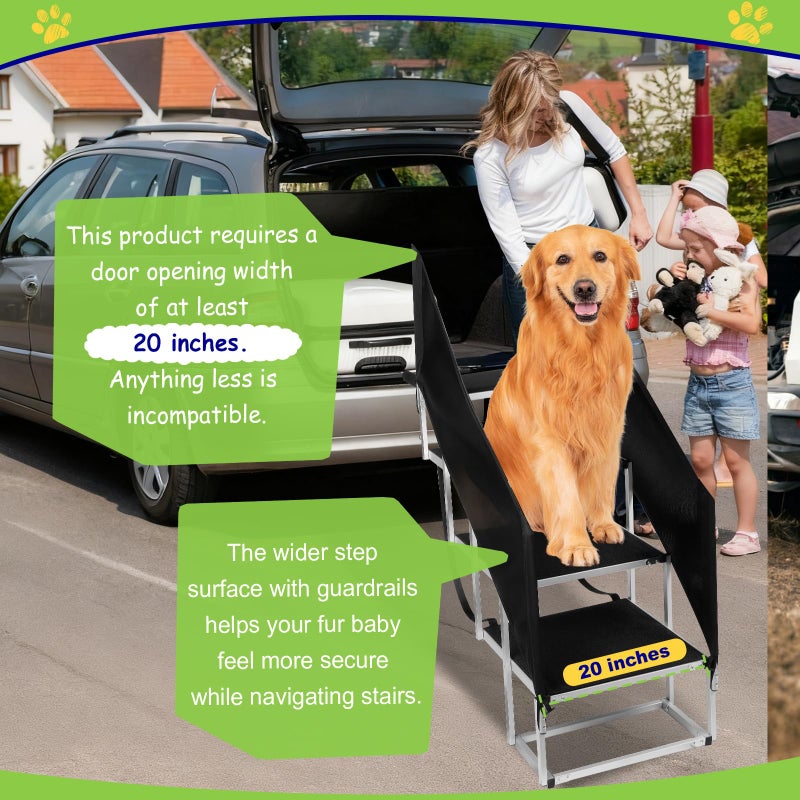 DeerGym Dog Stairs with Guardrail for Large Dogs Extra Wide 20Inch Step, 34 Inch 4 Step Non Slip Surface, Supports up to 230 lbs Designed for Oversized SUVs, Off Road Vehicles, and Pickup Trucks - Image 5