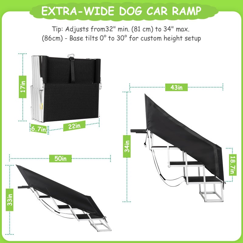DeerGym Dog Stairs with Guardrail for Large Dogs Extra Wide 20Inch Step, 34 Inch 4 Step Non Slip Surface, Supports up to 230 lbs Designed for Oversized SUVs, Off Road Vehicles, and Pickup Trucks - Image 4