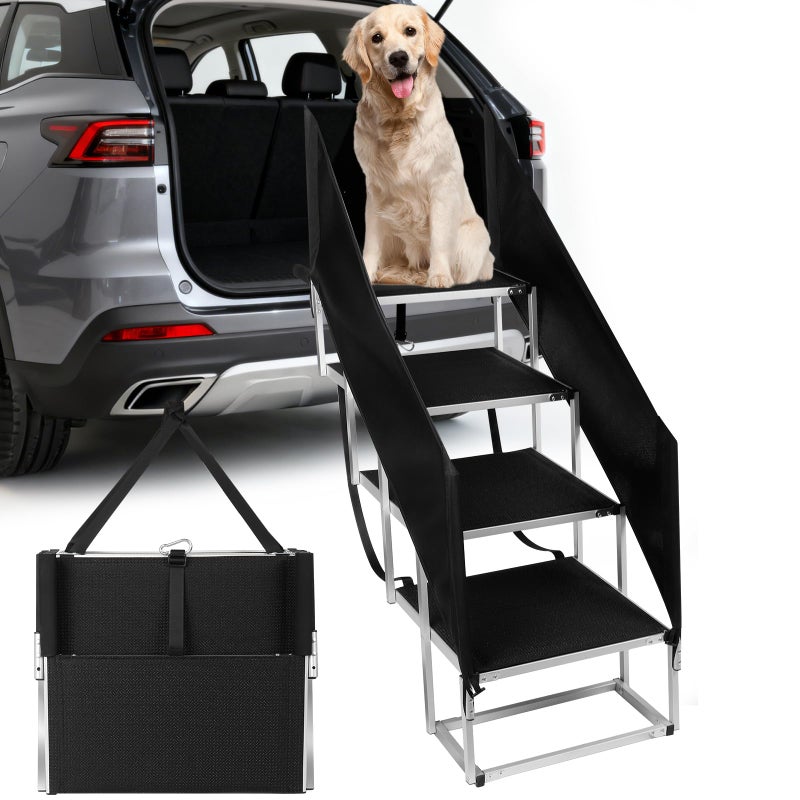 DeerGym Dog Stairs with Guardrail for Large Dogs Extra Wide 20Inch Step, 34 Inch 4 Step Non Slip Surface, Supports up to 230 lbs Designed for Oversized SUVs, Off Road Vehicles, and Pickup Trucks - Image 1