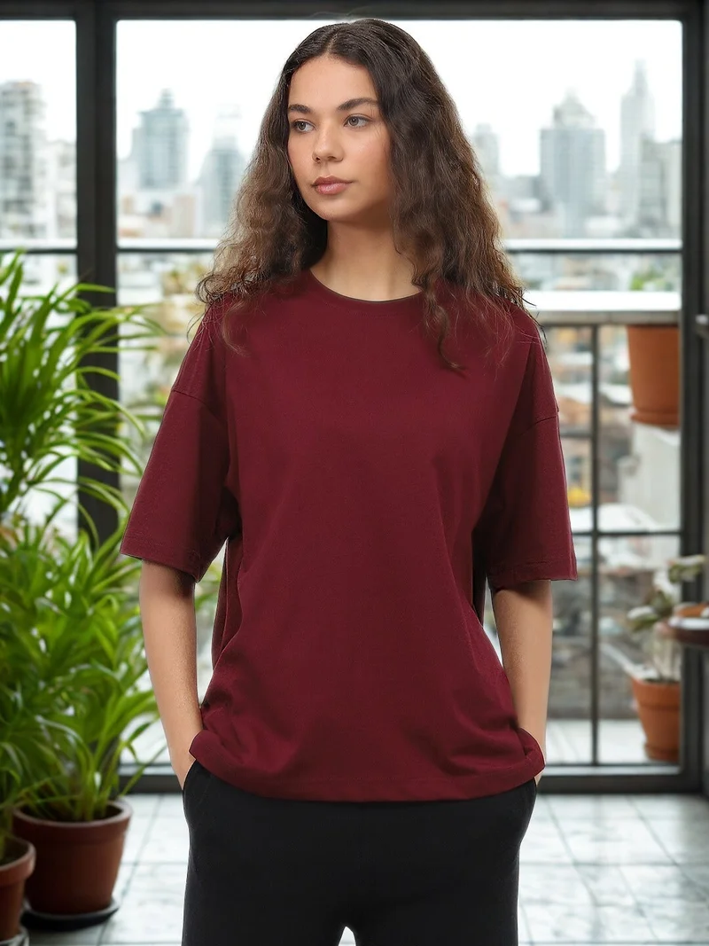 نوبيرو Nobero Women Oversized Cotton  T-shirt