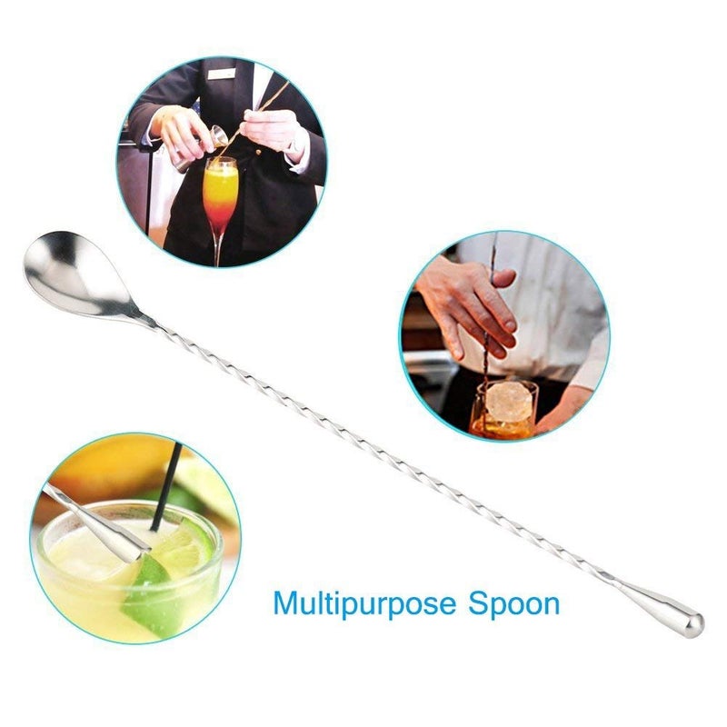 BIRDBRID Wooden Muddler Teardrop Spoon Set Bar Tools Accessories Cocktail Accessories Mixing Spoon Bar Tools Cocktail Muddler Natural Wood Muddler 10 inches Spoon 12 inches Pack of 2 PCS - Image 4