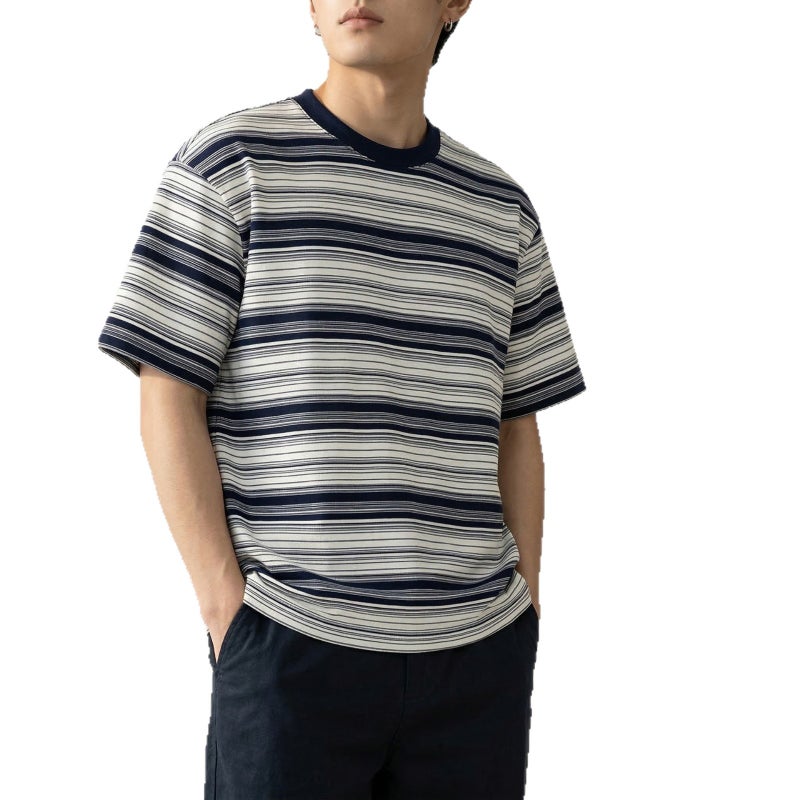 Men's Striped Color-Block Short Sleeve T-Shirt - Image 4