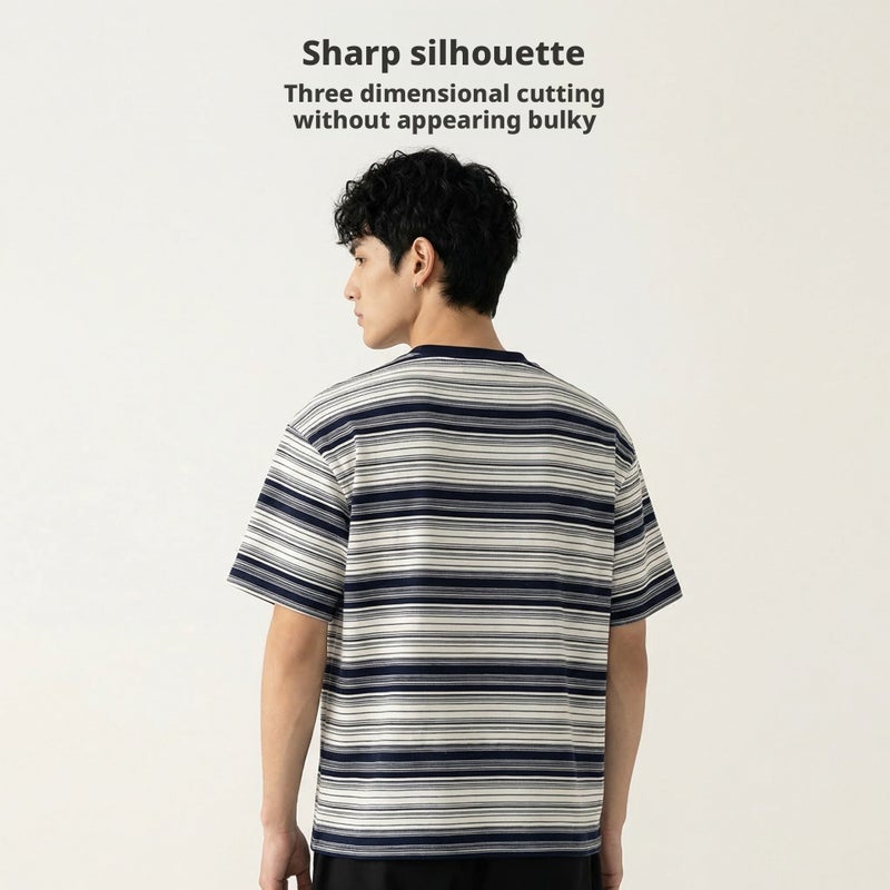 Men's Striped Color-Block Short Sleeve T-Shirt - Image 3