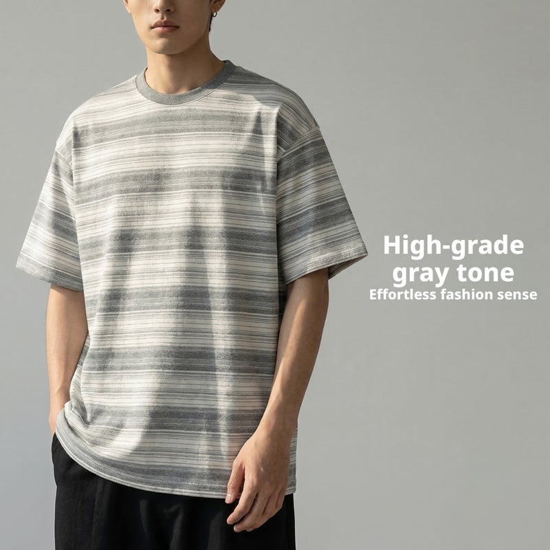 Men's Striped Color-Block Short Sleeve T-Shirt - Image 2
