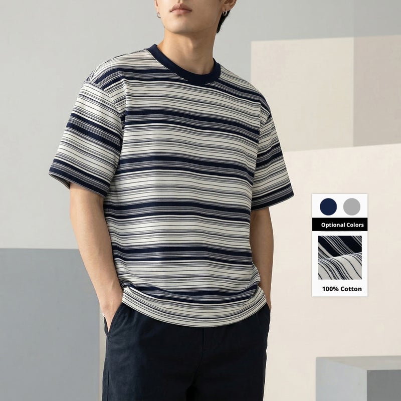 Men's Striped Color-Block Short Sleeve T-Shirt - Image 1