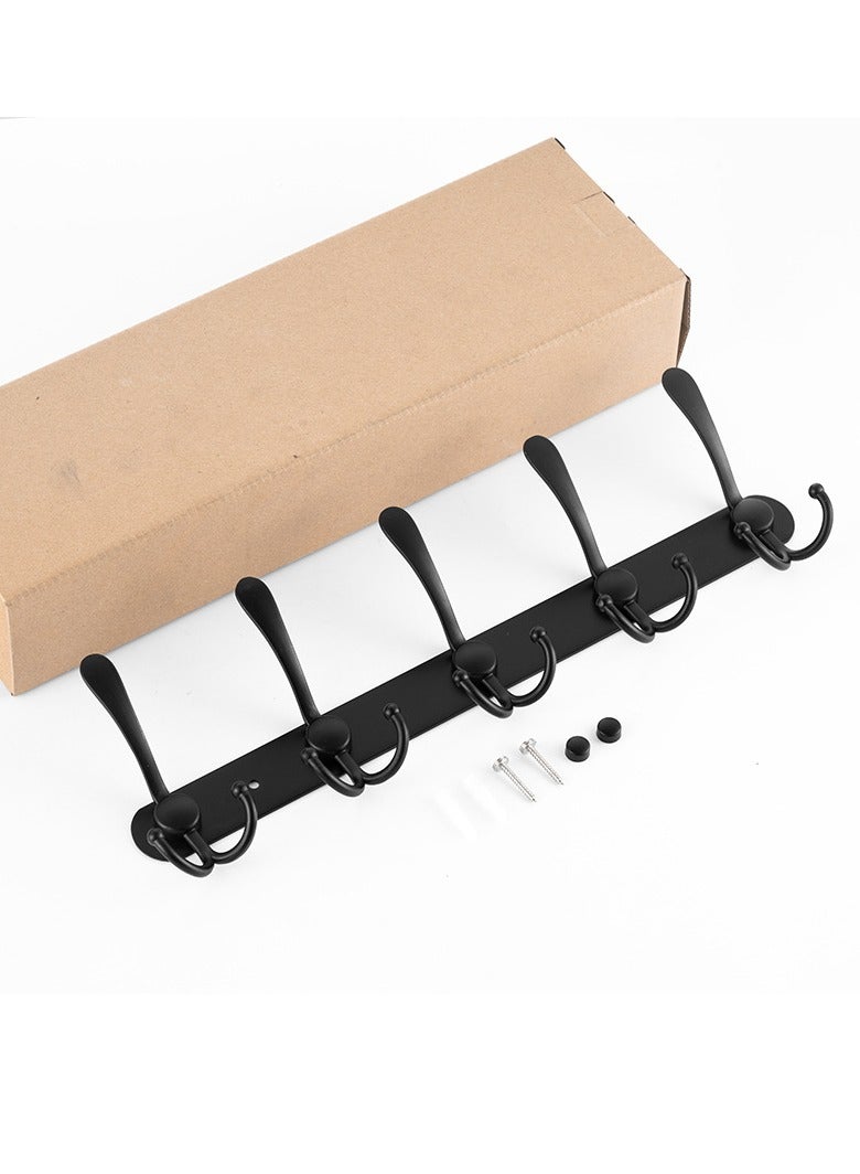 Loquat 5 Hooks Coat Hooks for Wall Stainless Steel Coat Racks Heavy Duty Coat Hooks Wall Mounted - Wall Hanger Wall Hooks and Clothes Hooks Black - Image 1