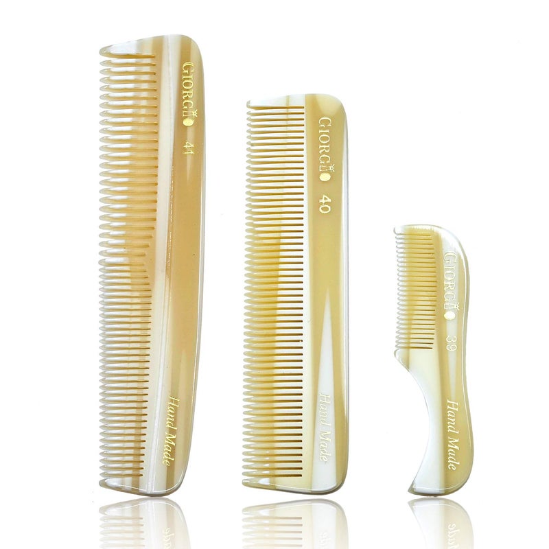 Giorgio Beard Combs Set  Handmade Ivory Beard Comb Kit for Beard and Mustache Grooming  Includes Fine and Wide Tooth Pocket Dresser Comb  Fine Tooth Straightening Comb  Fine Teeth Mustache Comb