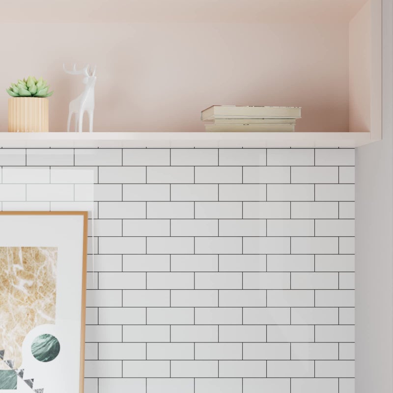HelloWall Black White Brick Peel and Stick Wallpaper White Tile Wallpaper Aluminum Subway Tile Contact Paper Roll Removable Waterproof Stick on Kitchen Backsplash School Locker Wall Paper 17.7"x80" - Image 4