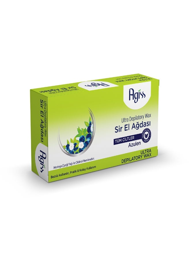 Agiss Ultra Depilatory Wax Sir El Ağdası – Azulen Formula for All Skin Types – 500g – Professional Stripless Hard Wax for Face, Body, and Bikini Hair Removal - Image 1