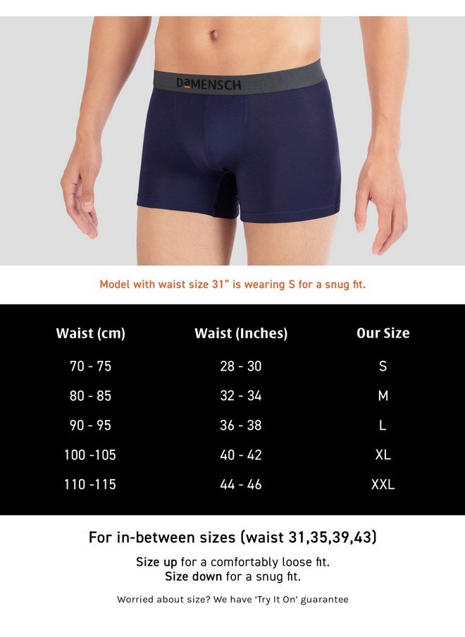 DaMENSCH DAMENSCH Men's Modal Trunks (Pack of 3) (DAM-ER-MIX-T-OD-TR-PP-PACK-3-M_Ocean Depth, Tango Red, Potent Purple_M)  - Image 5