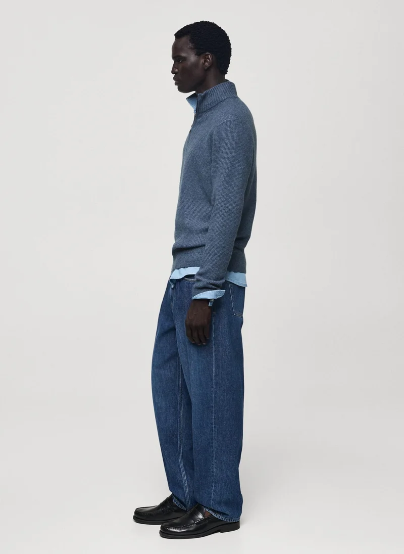 Mango Man Half Zip Knitted Sweater