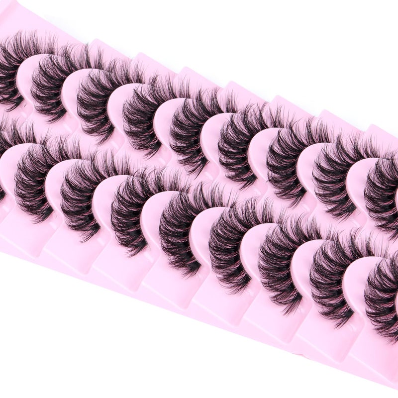calphdiar Natural Lashes Fluffy False Eyelashes Wispy Lashes 3D Volume Strip Lashes 14mm D Curly Fake Eyelashes with Clear Band 10 Pairs Eye Lashes by Calphdiar - Image 5