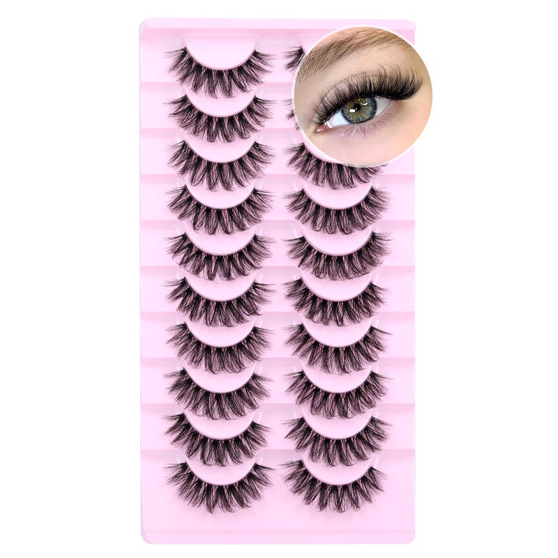 calphdiar Natural Lashes Fluffy False Eyelashes Wispy Lashes 3D Volume Strip Lashes 14mm D Curly Fake Eyelashes with Clear Band 10 Pairs Eye Lashes by Calphdiar - Image 2