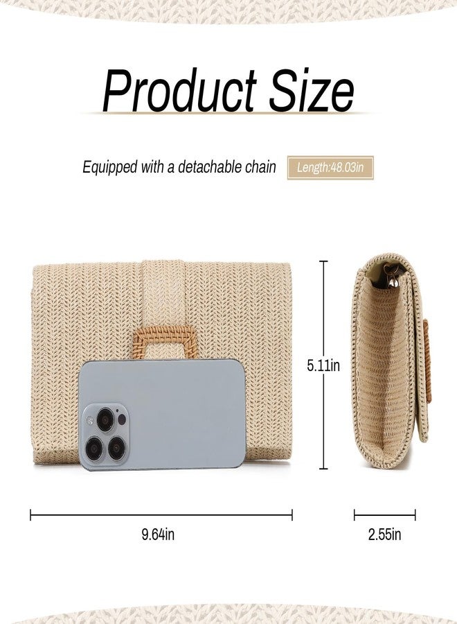 LUI SUI Straw Clutch Purse for Women Rattan Summer Evening Handbag Woven Beach Envelope Purse Raffia Handbag - Image 3