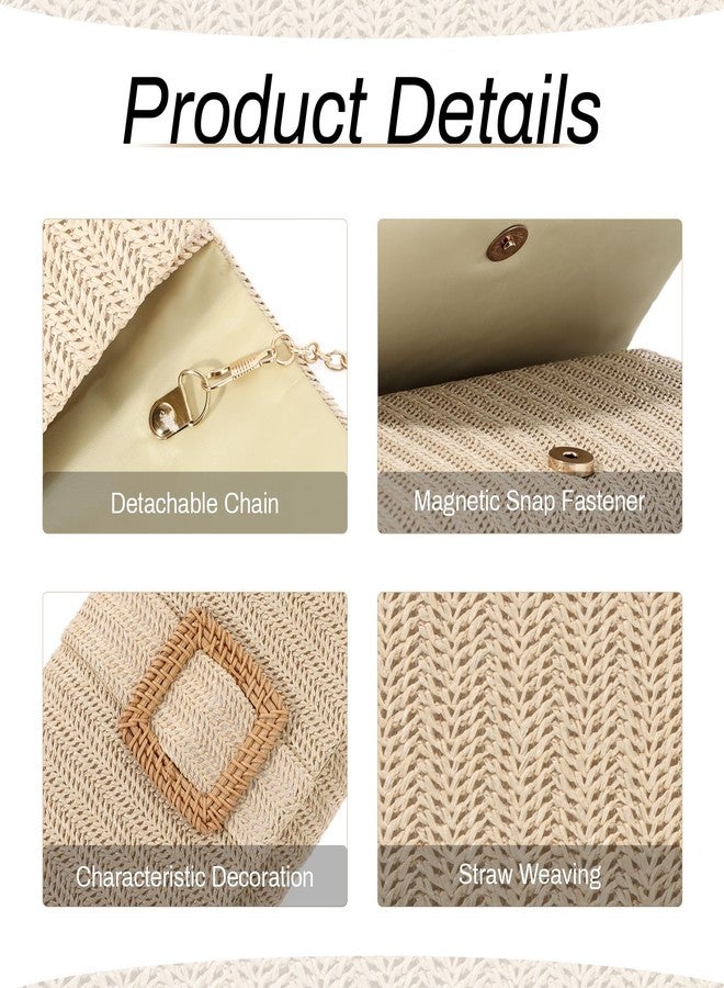 LUI SUI Straw Clutch Purse for Women Rattan Summer Evening Handbag Woven Beach Envelope Purse Raffia Handbag - Image 5