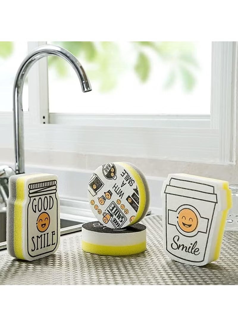 Generic 4 Smiley Face Shaped Dishwashing Sponges  - Image 1