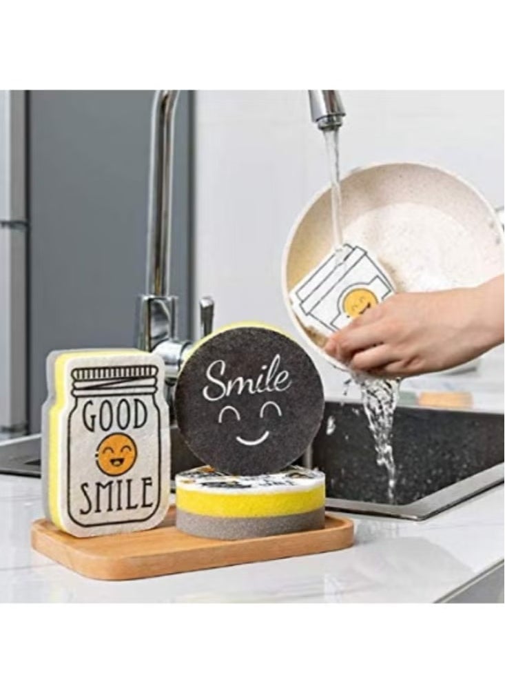 Generic 4 Smiley Face Shaped Dishwashing Sponges  - Image 3