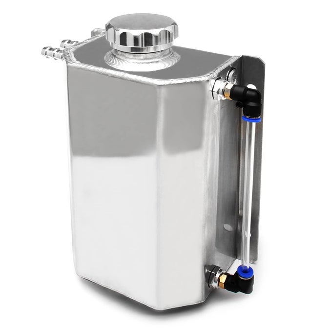 Universal Coolant Overflow Tank 2l Aluminum Coolant Radiator Overflow Reservoir Expansion Tank Silver