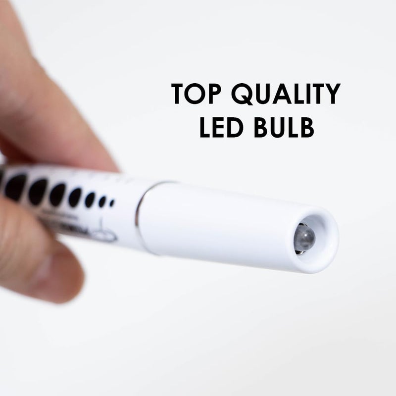 PRIMACARE قلم ضوء تشخيصي LED من برايم كير DL9325 مع مقياس بؤبؤ مطبوع قابل لإعادة الاستخدام وخفيف الوزن للأطباء وطلاب التمريض و EMT مع بطاريات مضمّنة باللون الأبيض - Image 2