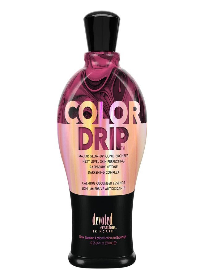 Devoted Creations Color Drip - Major Glow-up Iconic Bronzer Next Level Skin Perfecting Raspberry Ketone Calming Cucumber Essence Dark Tanning Lotion - Image 1