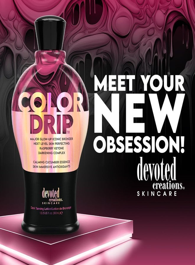 Devoted Creations Color Drip - Major Glow-up Iconic Bronzer Next Level Skin Perfecting Raspberry Ketone Calming Cucumber Essence Dark Tanning Lotion - Image 3