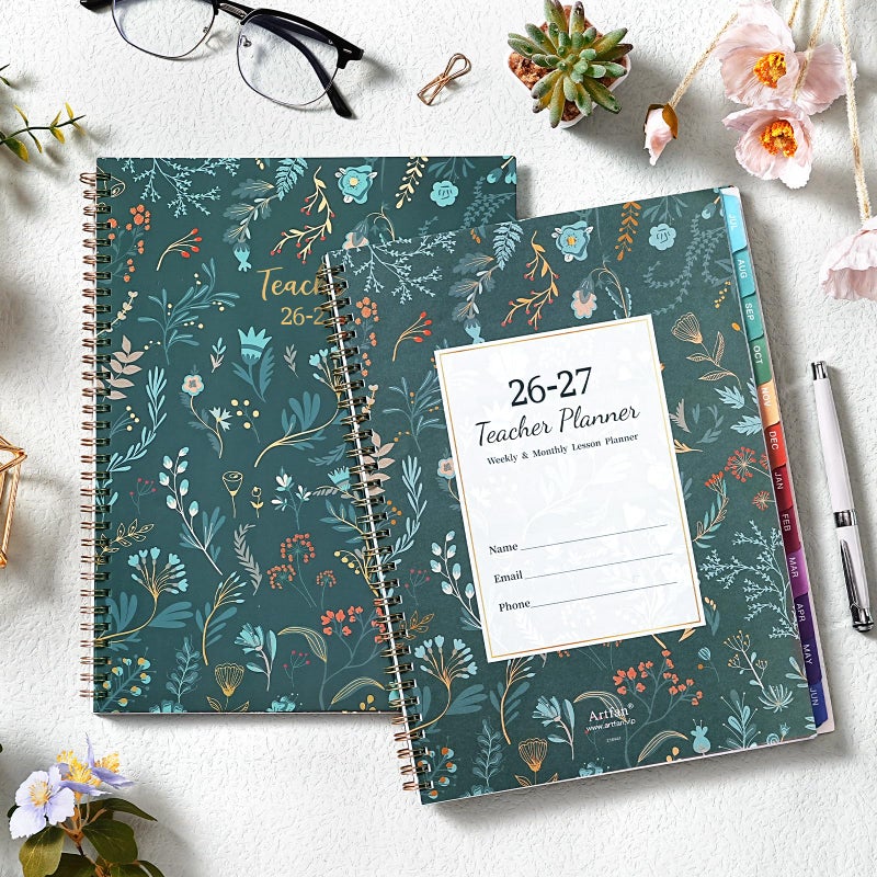 Artfan Teacher Planner 2026-2027- Teacher Planner, Teacher Lesson Planner from July 2026 to June 2027, 9" x 11", Spiral Bound,Lesson Plan Book with Colourful Monthly Tabs, Inner Pocket - Image 2