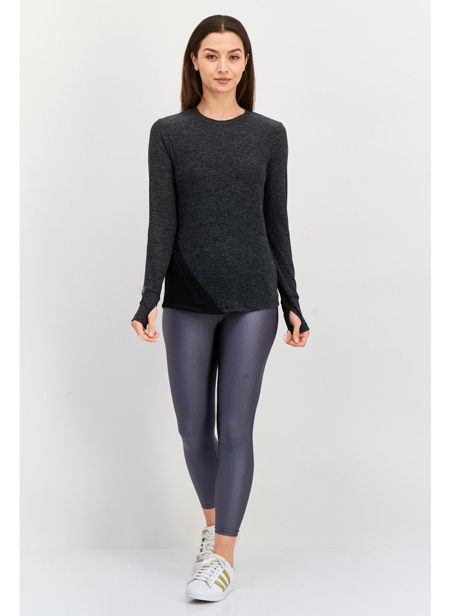 NINE WEST Women Sportswear Fit Long Sleeves Training Top, Dark Grey  - Image 3