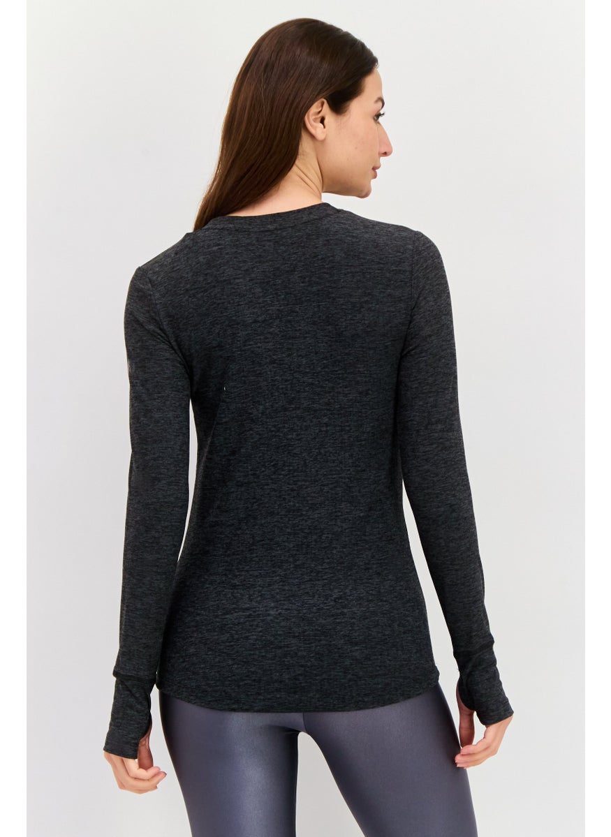 NINE WEST Women Sportswear Fit Long Sleeves Training Top, Dark Grey  - Image 4