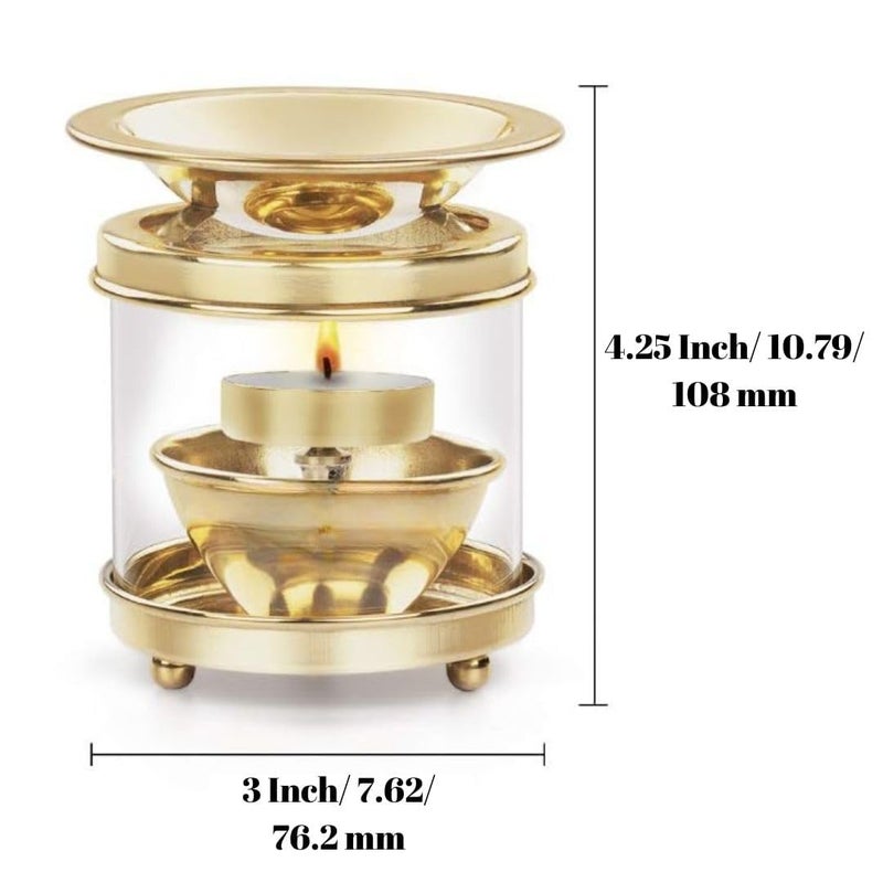 True Decor 4 Inches Camphor DiffuserAroma Incence BurnerKapoor Dani Brass Akhand Diya for Puja with Borosilicate Glass Cover Multipurpose Essential Oil Camphor Burner Pack of 1 - Image 5